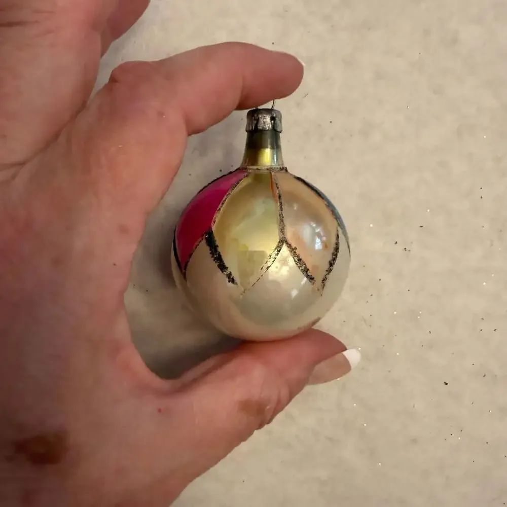 Vintage Poland Mercury Glass Indent Teardrop Christmas Tree Ornament